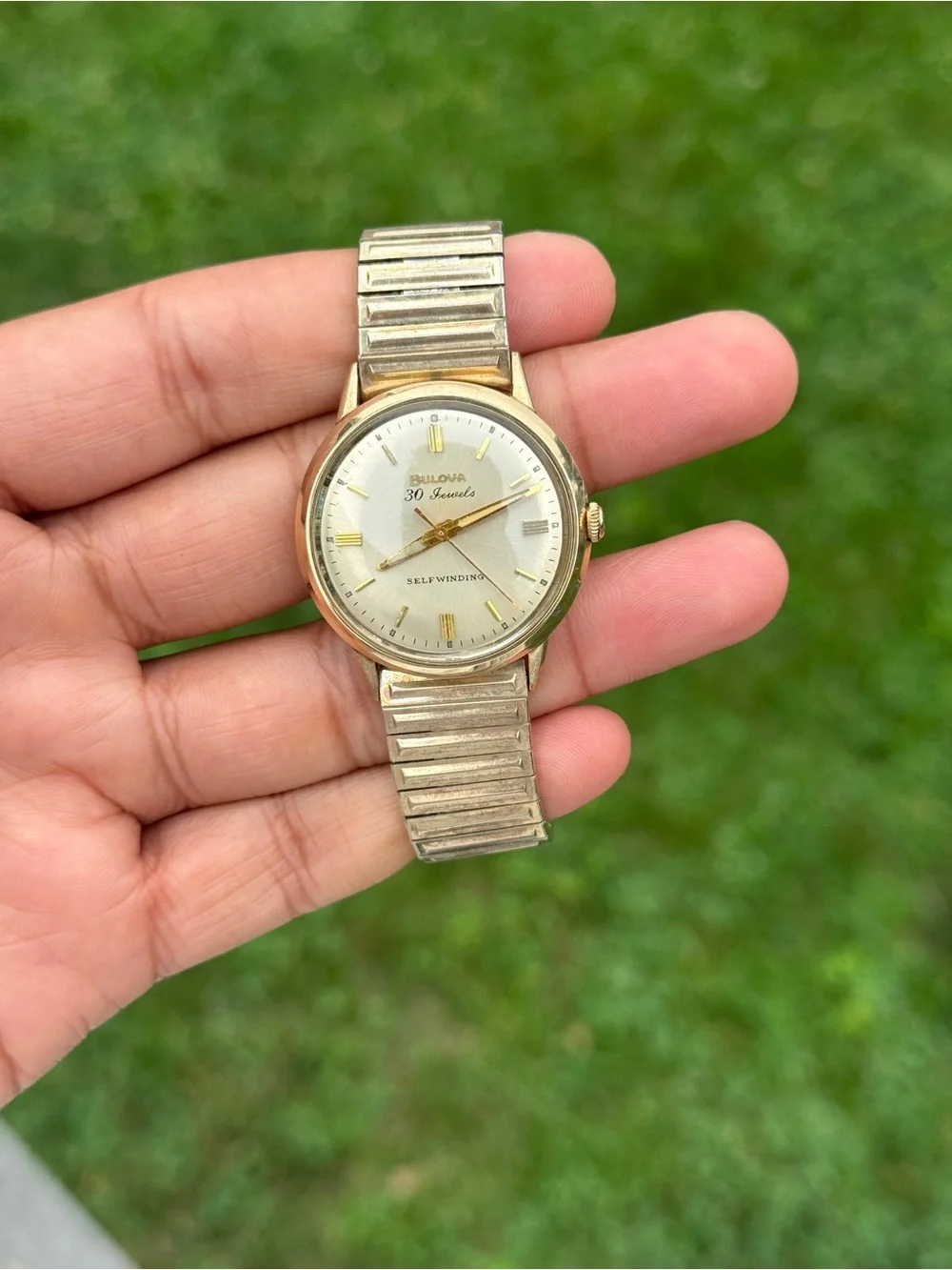 BULOVA vintage SELF-WINDING 30 jewels AUTOMATIC 10k GOLD 1960 WRISTWATCH